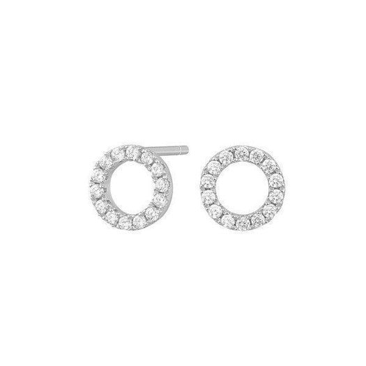 ANNANOR ørestikker fra Joanli Nor i rhodineret sølv med hvide zirkonia, 8 mm diameter.